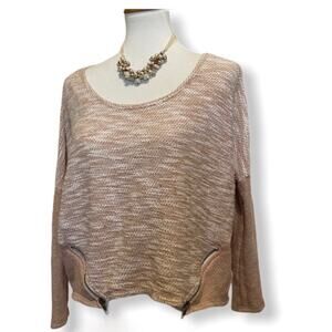Jessica Simpson Dusty Rose Textured Pullover Sweater with Zipper Detail Size S